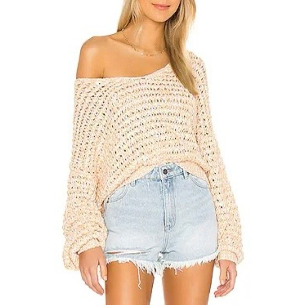 Free People Coconut V Neck Open Knit Sweater